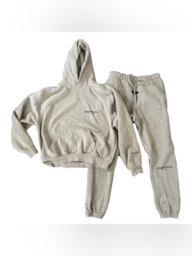 Fear Of God Essentials Heather Gray Hoodie & Sweatpants Set
